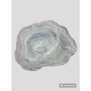 Glacier Blue Swirl Art Glass Platter